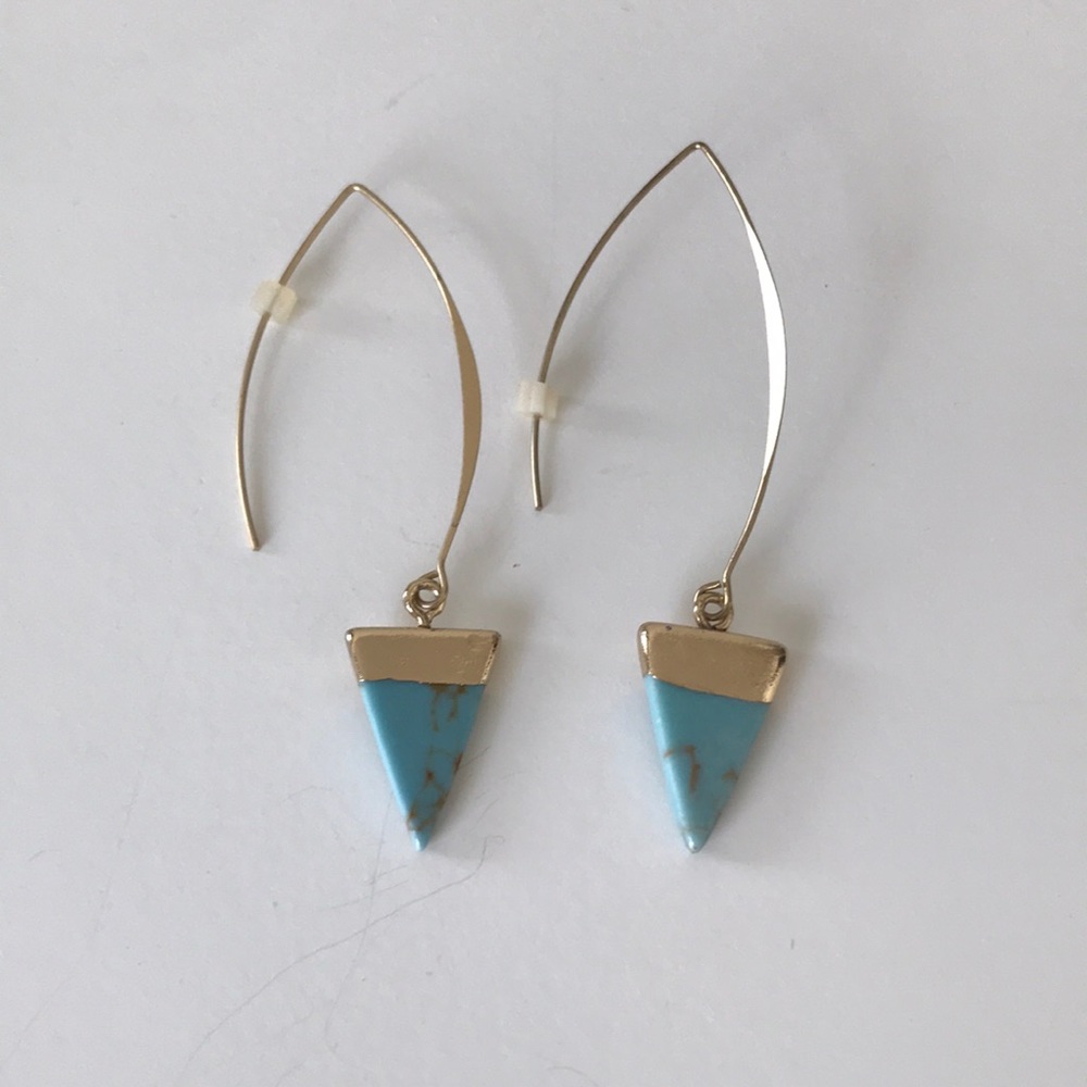 Turquoise and gold drop earrings.